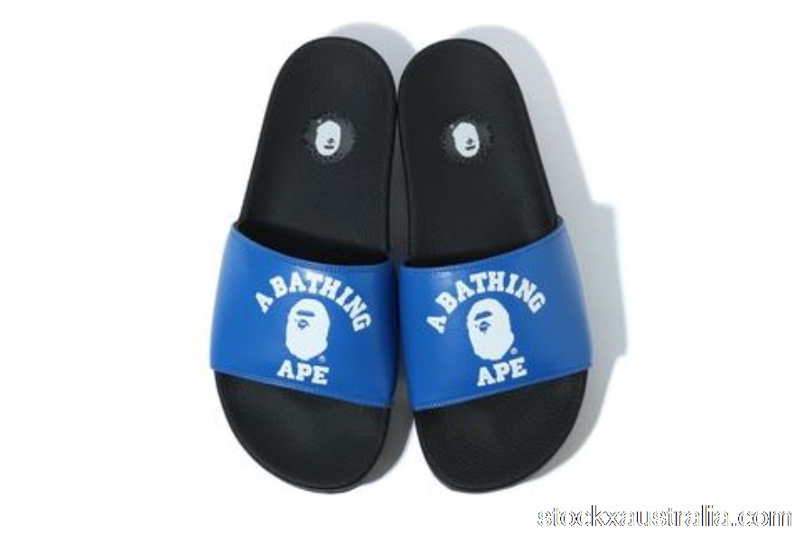 A Bathing Ape College Slide Sandals Blue QH