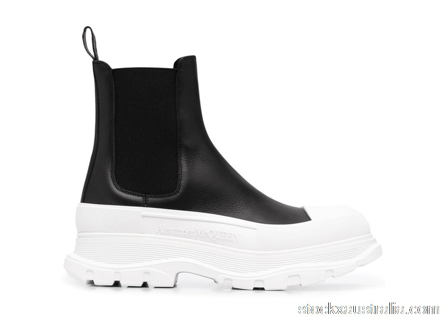 Alexander McQueen Tread Slick Chelsea Boot Black White 634617WHZ611071 QH