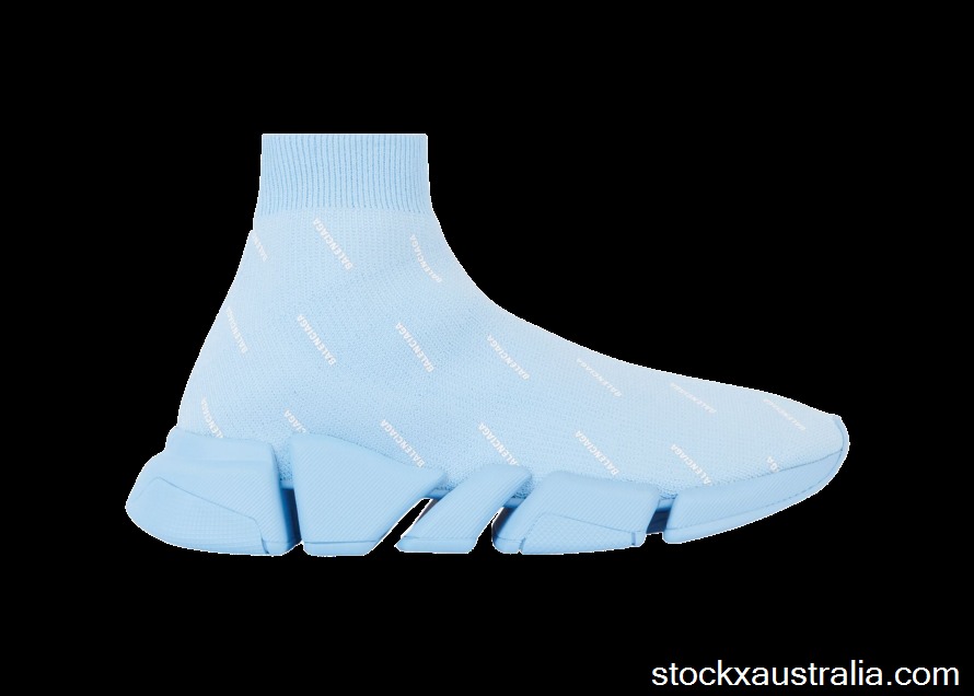 Balenciaga All Over Logo Speed 2.0 Light Blue (W) 617196W2DBO4122 QH