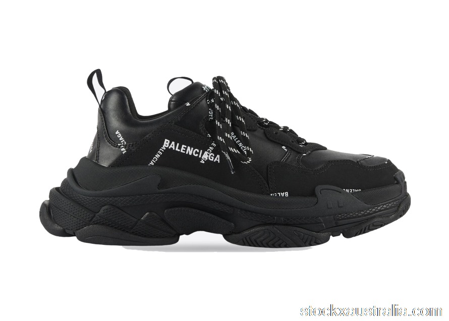 Balenciaga All Over Logo Triple S Black (W) 524039W2FA11090 QH