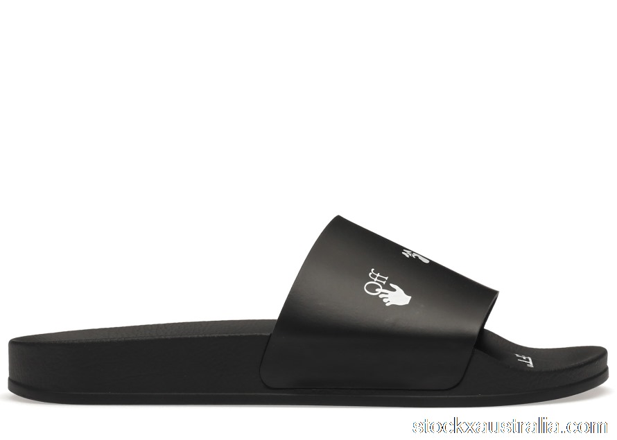 OFF-WHITE Drowning Man Logo Slides Black White FW21 OMIA088F21FAB0041001 OMIC001C99MAT0021000 QH
