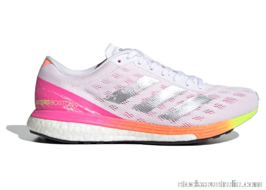 adidas Adizero Boston 9 White Screaming Pink (W) H68744 QH