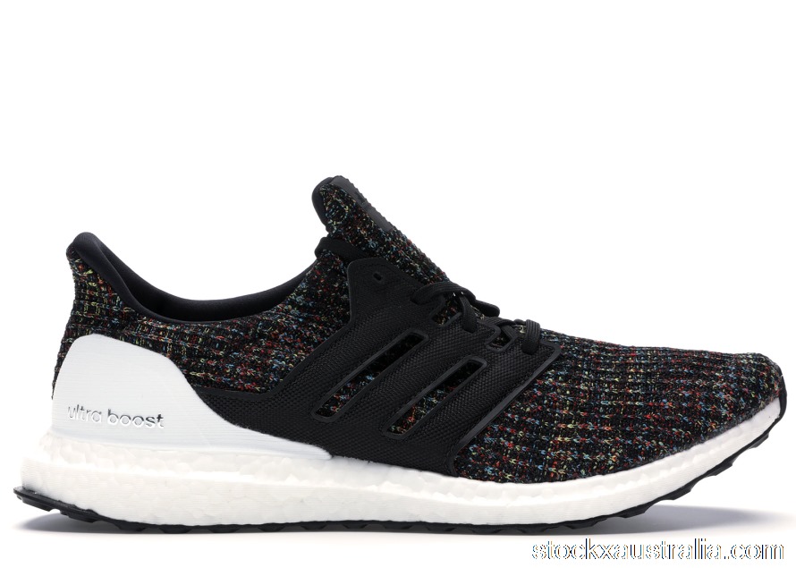 adidas Ultra Boost 4.0 Black Multi-Color White Heel Cage F35232 QH